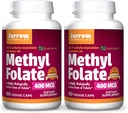 Jarrow Formulas Metil Folate 400 mcg - 60 Veggie Caps, Pack of 2 - Highly Biological Active Form of Folate - 4th Generation Folic Acid Technology - 120 Total Servings