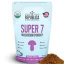 La Republica Superfood Super 7 Mushroom Extract Powder 8oz, Includes Lion's Mane, Reishi, Chaga, Cordyceps, Shitake, Maitake and Turkey Tail