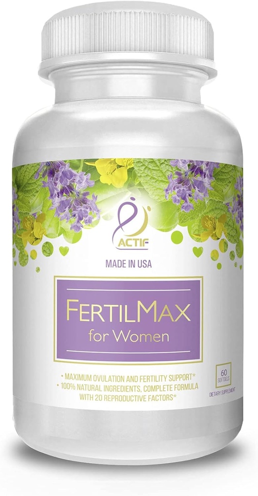 ACTIF FertilMax עבור נשים - #1 פריון תוספת ותמיכה Ovulation, כוח מקסימלי, פרובנס קליני - Non-GMO, Made בארה"ב, 60 Count