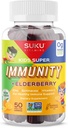 SUKU bitaminak - Kids Super Immunity - Elderberry, Echinacea, A bitamina eta Zink Gummies Immune euskarriarentzat - Easy to Chew - Non GMO, Gluten Sugar Free - Pomegranate Lime Gummy bitaminak, 50 Count