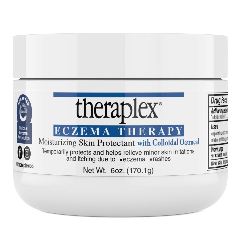 Theraplex Eczema Therapy (6 oz) - Moisturizing Skin Protectant with Natural Colloidal Oatmeal, Noncomedogenic, and Hypoallergenic, Fragrance-Free - National Eczema Association Seal of Approval
