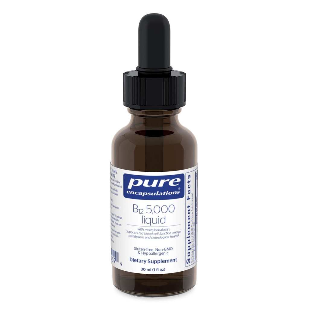 Pure Encapsulations B12 5,000 Liquid - Vitamin B12 Methylcobalamin Supplement to Support Energy, Nerve Health, Cognitive Function & Blood Cells* - Liquid Drops - 1 Fl Oz