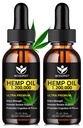 (2 Pack) Organic Hemp Oil - 100% Natural Hemp Oil Extract, Calming, Sleep, Relaxation, Immune Support, Rich in Omega 3, 6, 9 Fatty Acids, Vegan - 30mL