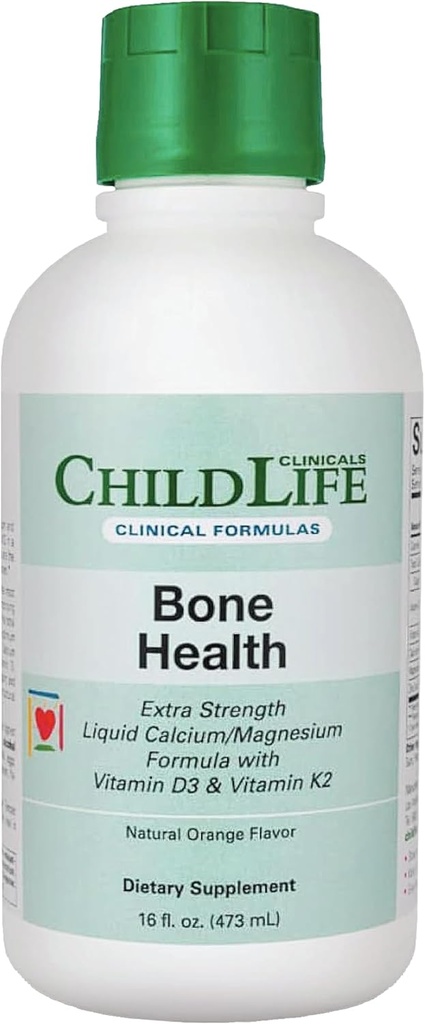 CHILDLIFE ESSENTIALS Cliniche Bone Salute - Baby Liquid Calcium, Kids Calcium Liquid w/ Magnesio, Zinco, Vitamina D3, per Bambini 6 mesi &amp; Su, Bambini - Arancione Flavor, 16 fl oz (1 Confezione)
