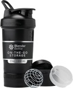 BlenderBottle Shaker Bottle with Pill Organizer and Storage for Protein Powder, Classic V2 ProStak System, 22-Ounce, Midnight Black