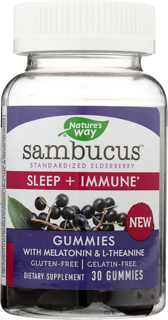 Nature's Way Nature's Way Sambucus Elderberry Sleep + Immune Gummies、30カウント