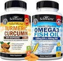 Trīskāršais stiprums Omega 3 Zivju eļļa Softgels (1 Mēnesis Piedāvājums) Plus Turmeric Curcumin with Black Pepper Extract 1500mg Complex (Trial Size)