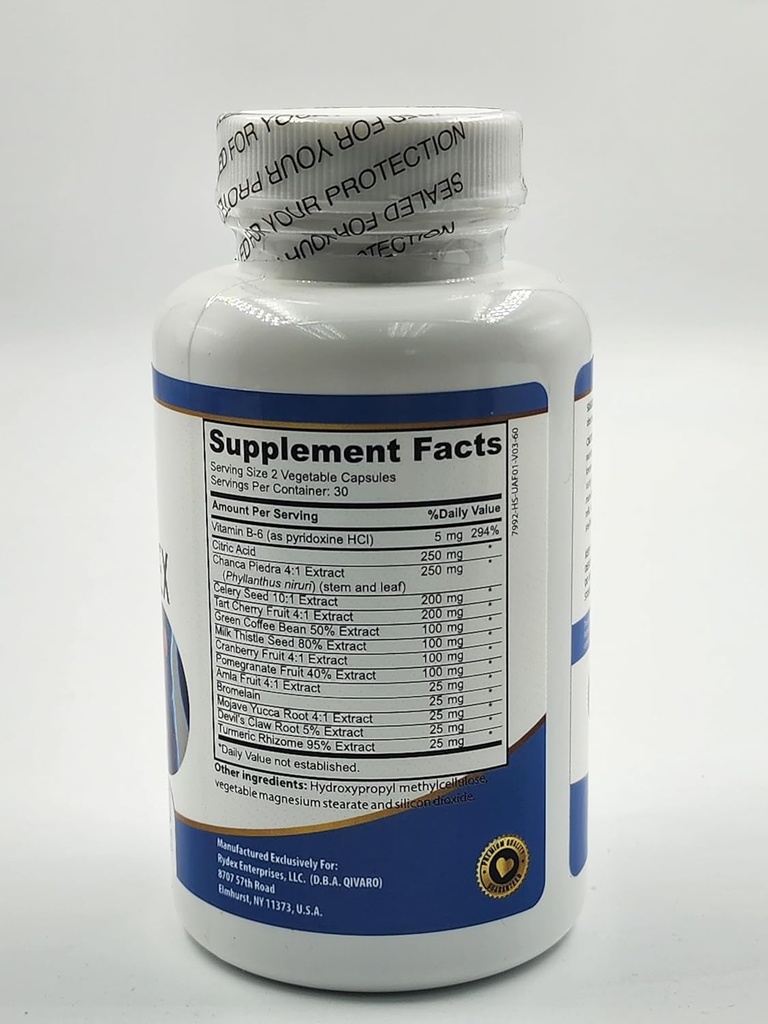 Uric Acid Pro - натуральная добавка с клюквой, сельдереем, вишней Тарт, когтем дьявола и экстрактами зеленого кофе - 60 растительных капсул