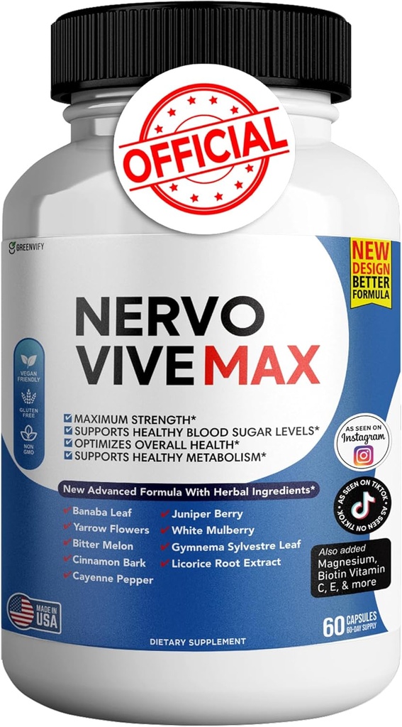 Nervovive Max - Suplimentul de suport pentru creier Îmbunătățește memoria și focalizează Clear Brain Fog & Boost Funcția cognitivă 60 Capsule naturale (1)