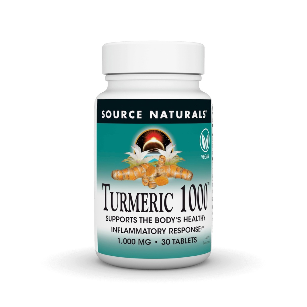 Source Naturals, Turmeric 1000, 1,000mg - 30 Tablets | Supports the Body’s Healthy Inflammatory Response*