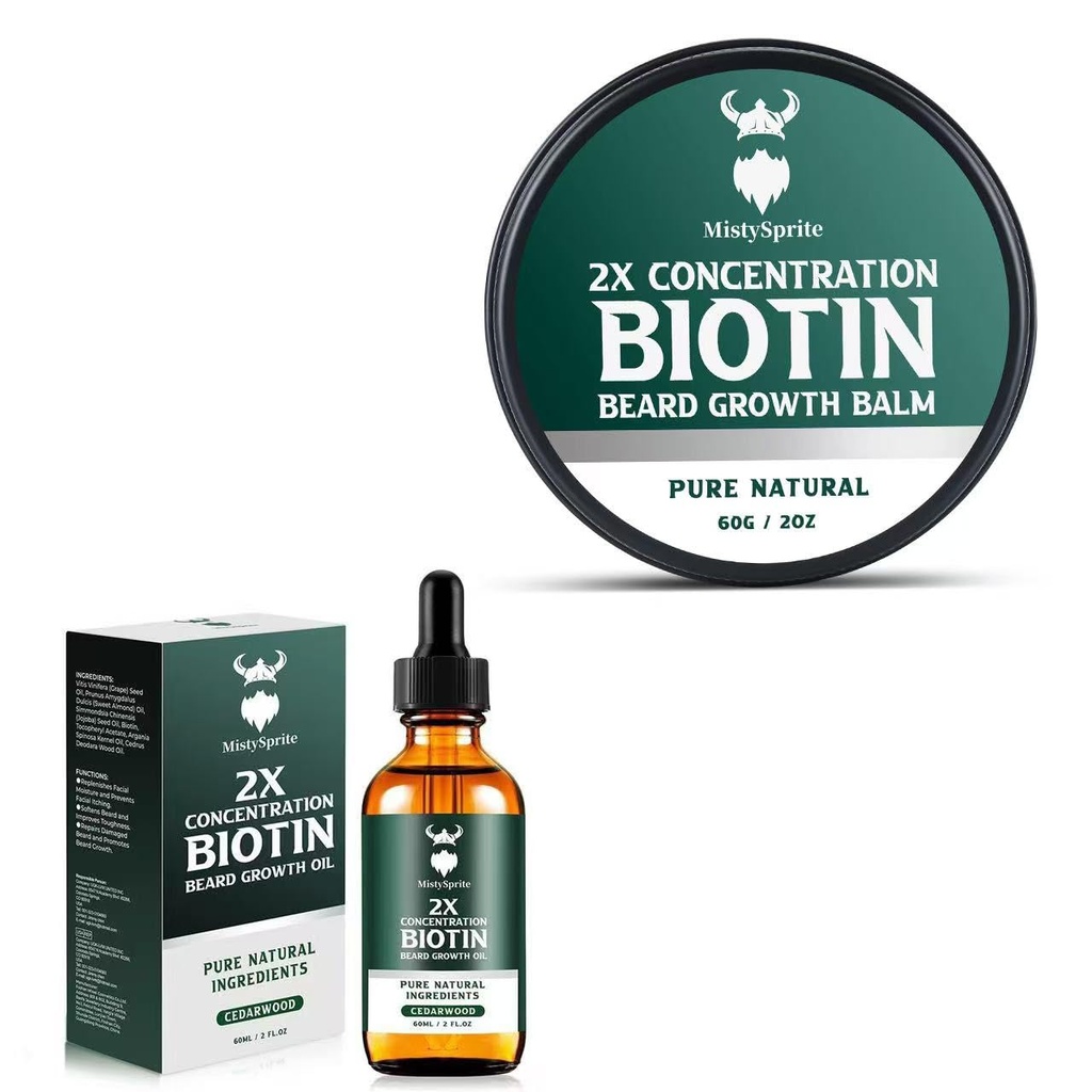 Biotin Beard Balm for Men & conditioning Beard Wax and Growth Beard Growth Oil with 2X concentration Biotin for Men, Hydrates & Thickens Factual Hair