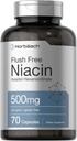 Horbaach Niacin 500mg | 70 capsule | Flush Supplemento gratuito | come Inositol Hexanicotinate | Non OGM e Gluten Free