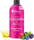 Zena Nutrition Liquid Collagen Peptides dan Biotin, 2500mg Verisol Bioactive Collagen Peptides, 5000mcg Biotin, Rambut, Skin, Nail Suplemen untuk Perempuan dan Pria, Dicampur Berry, 90 Cuplings, 30 fl oz