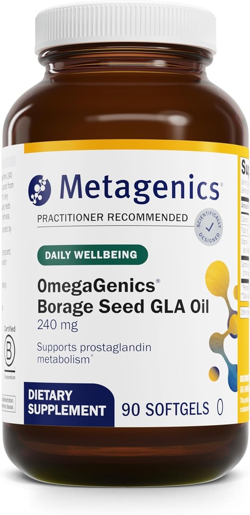 OmegaGenics Borage Borage 油 240 mg - 高概率 - Gamma-Linolenic Acid(GLA) 补充 - 与 Borage 种子油和维生素 E - 无胶 - 90 软胶