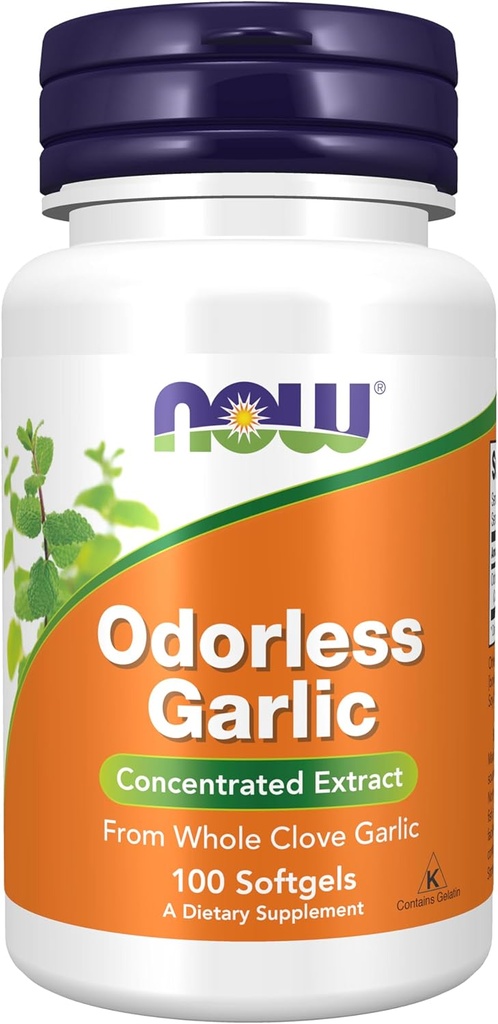 NOW Foods Supplements, lõhnatu küüslauk (Allium sativum), kontsentreeritud ekstrakt, 100 Softgels