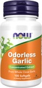 NOW Integratori alimentari, Aglio Odorless (Allium sativum), Estratto concentrato, 100 Softgels