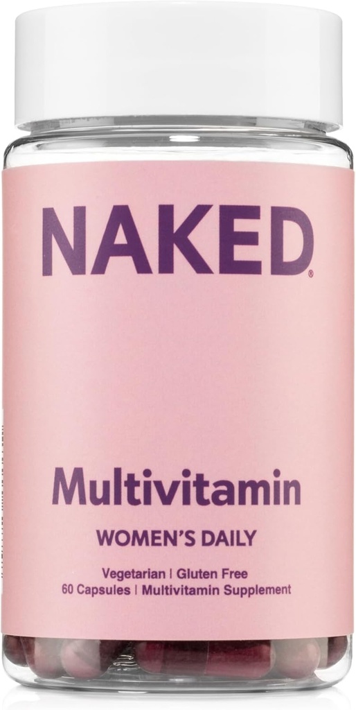 NAKED výživa Dámske Multi - Denné Multivitamíny - Vitamíny A, C, E, Selenium, Zinok, ovocie a super zelené extrakty, na zvýšenie imunitnej podpory - Gluten-free a vegetariánske vitamíny, 60 Kapsule