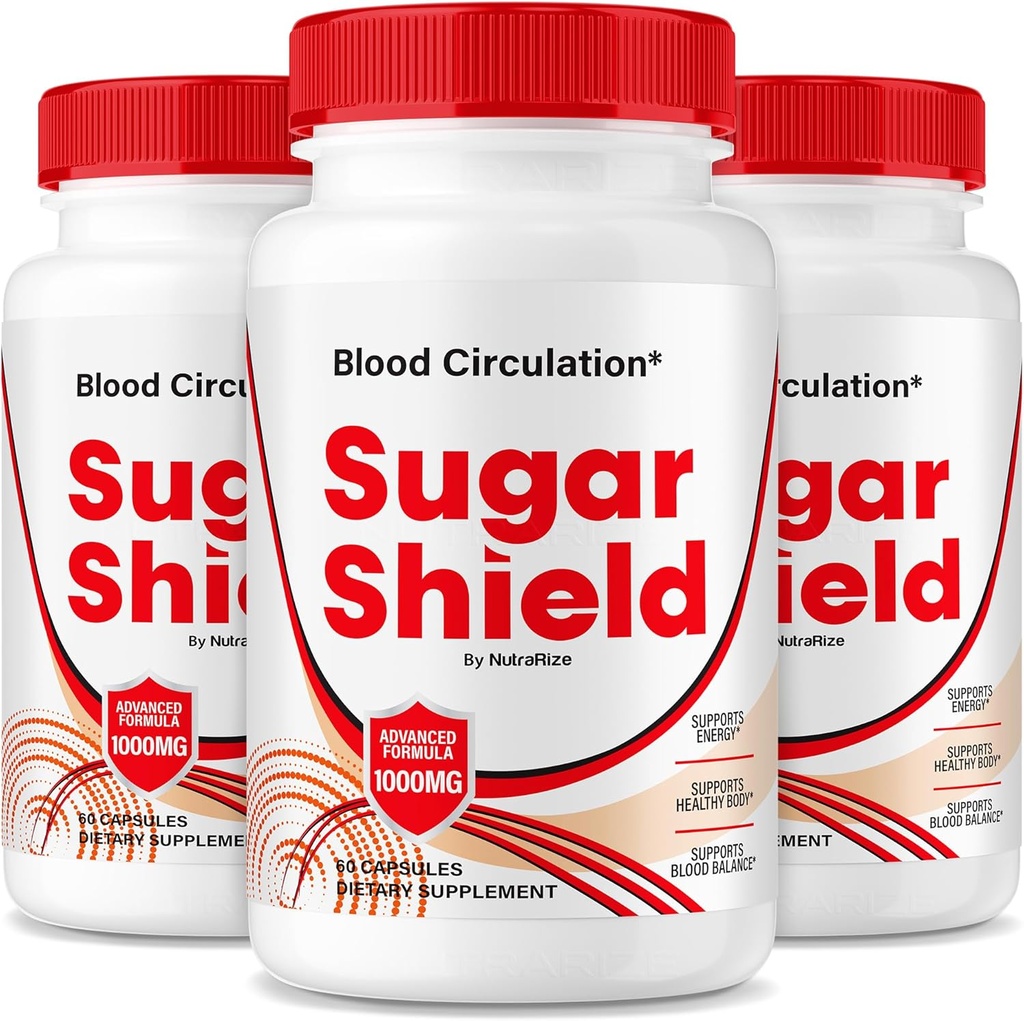NutraRize (pakke af 3 Sugar Shield Blood Support Pills, Maksimal styrke Formel Kapsler, Natural Blood Blend Complex, Anmeldelser (180 Kapsler)