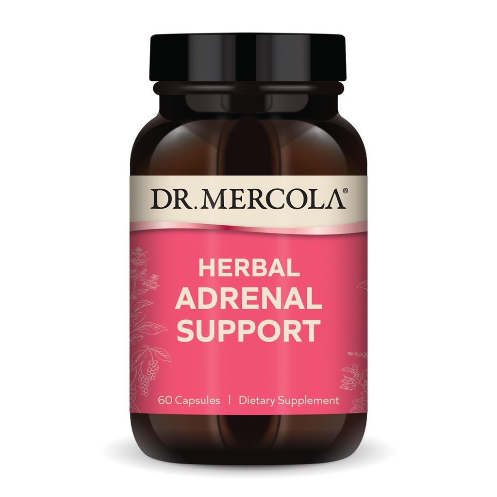 Dr. Mercola Herbal Adrenal Support - Supports Energy & Hormonal Balance - Organic Ashwagandha & Holy Basil - Adaptogen Complex - Gluten-Free (30 Servings)