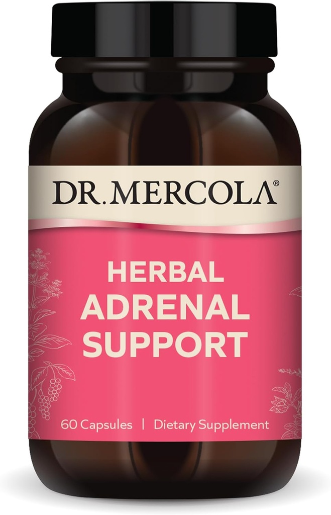 Dr. Mercola Herbal Adrenal Support, 30 Xidmət (60 Kapsül), Dietary Supplement, Mood və stress Management, Qeyri-GMO