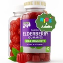 Sambucus Elderberry Gummies + Vitamin C + Zinc for Kids & Adults, X3 Immune Support, Natural Flavors + Ingredients, Vegan, Non-GMO, Made in USA (60)