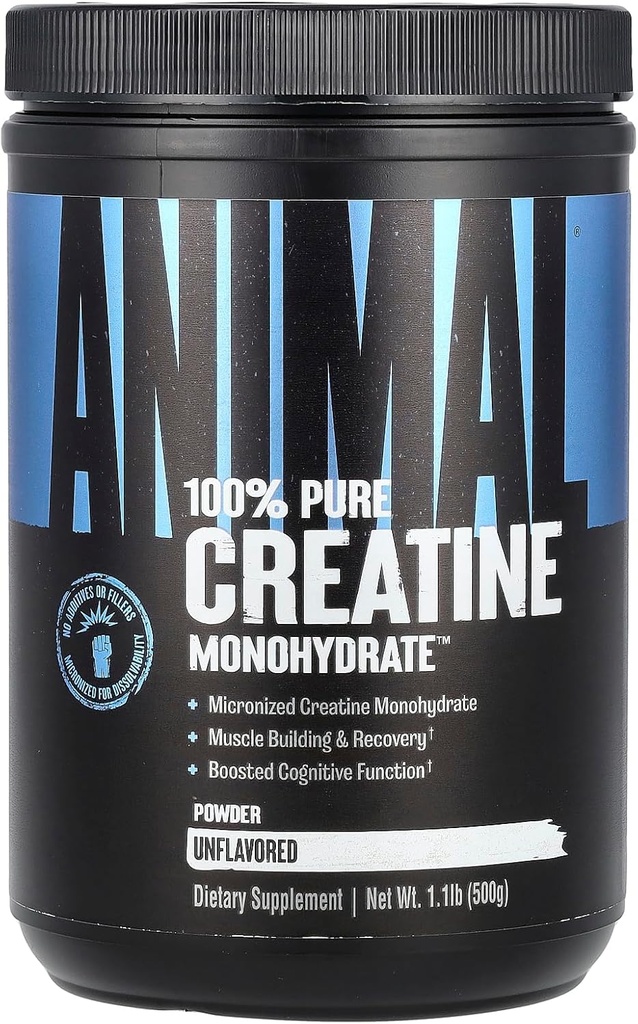 Créatine micronisée animale, poudre monohydratée, non aromatisée, 1,1 lb (500 g)