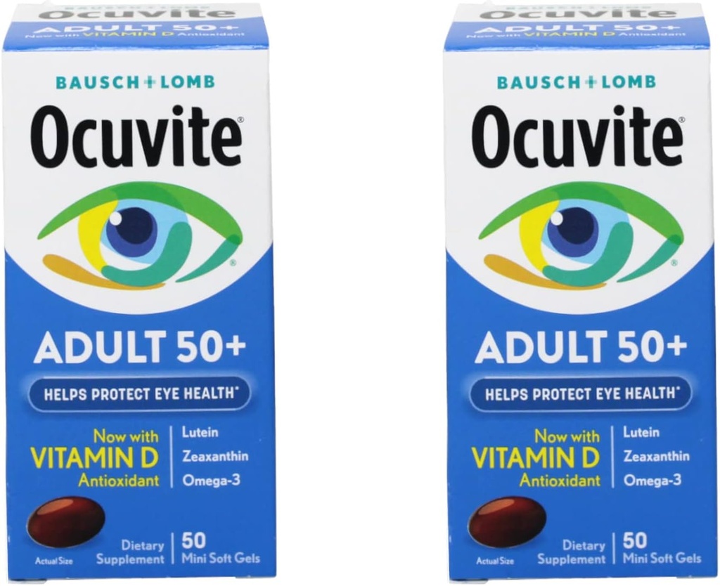 Bausch " Lomb Ocuvite Eye Vitamin " Mineral supplement for Adults 50+, 50-Count Soft Gels (Pack of 2)