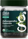 Gaia Herbs Organic Ashwagandha Gummies, Stresas parama, Cinnamon, Ginger, Gluten Free, Vegan, 45 Count