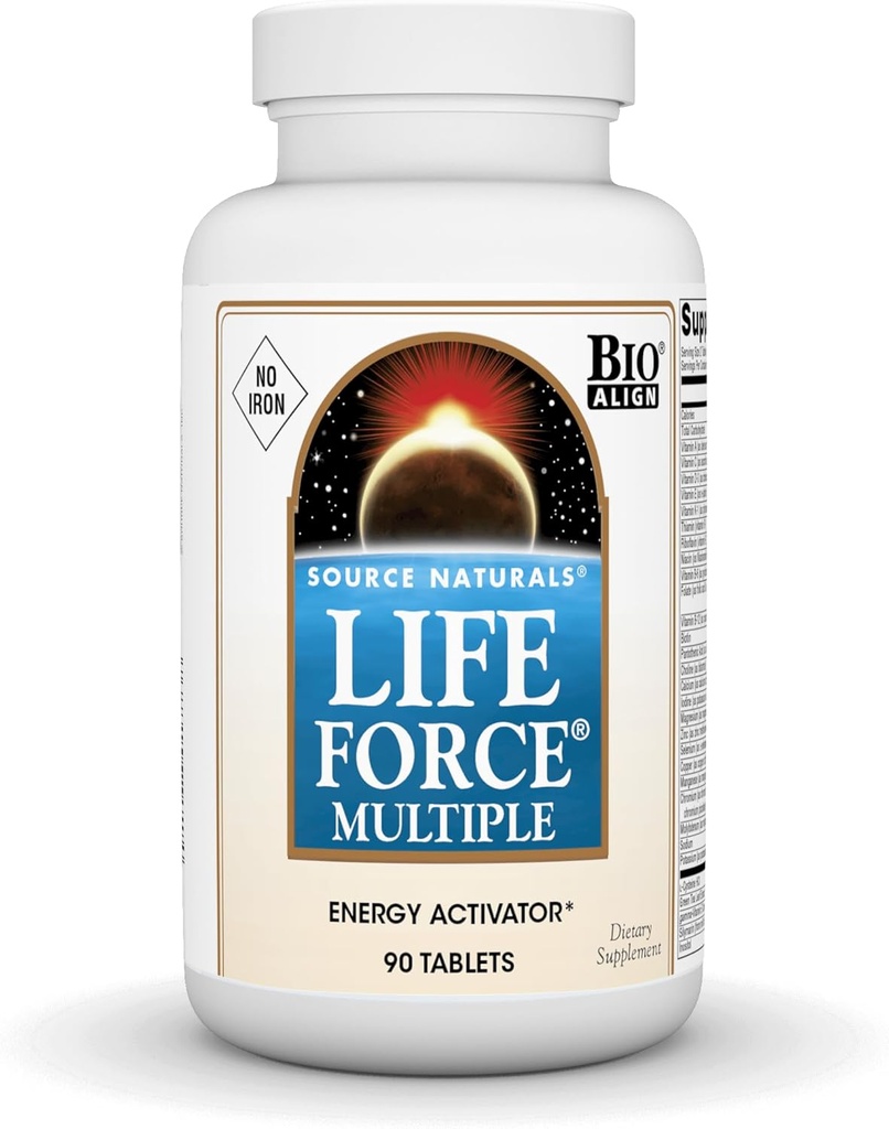 Source Naturals Life Force Multiple No Iron Energy 액티베이터 전체 생분해 매일 비타민 - 90 정제