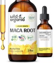 Wild & Organic Maca Root Drops for Women & Muži - Mood, Focus, Active Lifestyle - Peruánsky Maca Supplement - Vegán, cukor a alkohol-free Tinture - 2 fl oz