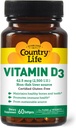 Vida País Vitamina D3 2500 UI libre de gluten, 60 Softgels