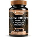 WELLNESS LABSRX Mushroom Supplement Capsules 10:1 Extract, Mushroom Complex Capsules 1000mg, Lions Mane Supplement with Turkey Tail, Cordyceps, Reishi - 120 Count