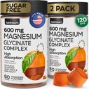 Magnesio Glycinate Gummies 600Mg 2 Pack - Alta absorción, Complexo de Magnesio triple Calm - Chews for Relaxation and Sleep - Suplemento Gummy con vitamina D - Vegan, Sugar Free, Gut Friendly