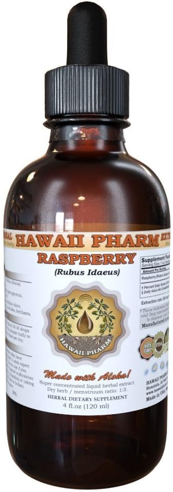Хавай Pharm Raspberry Liquid Extract, Organic Raspberry (Rubus idaeus) Tincture, Билкова добавка, Произведено в САЩ, 4 fl.oz