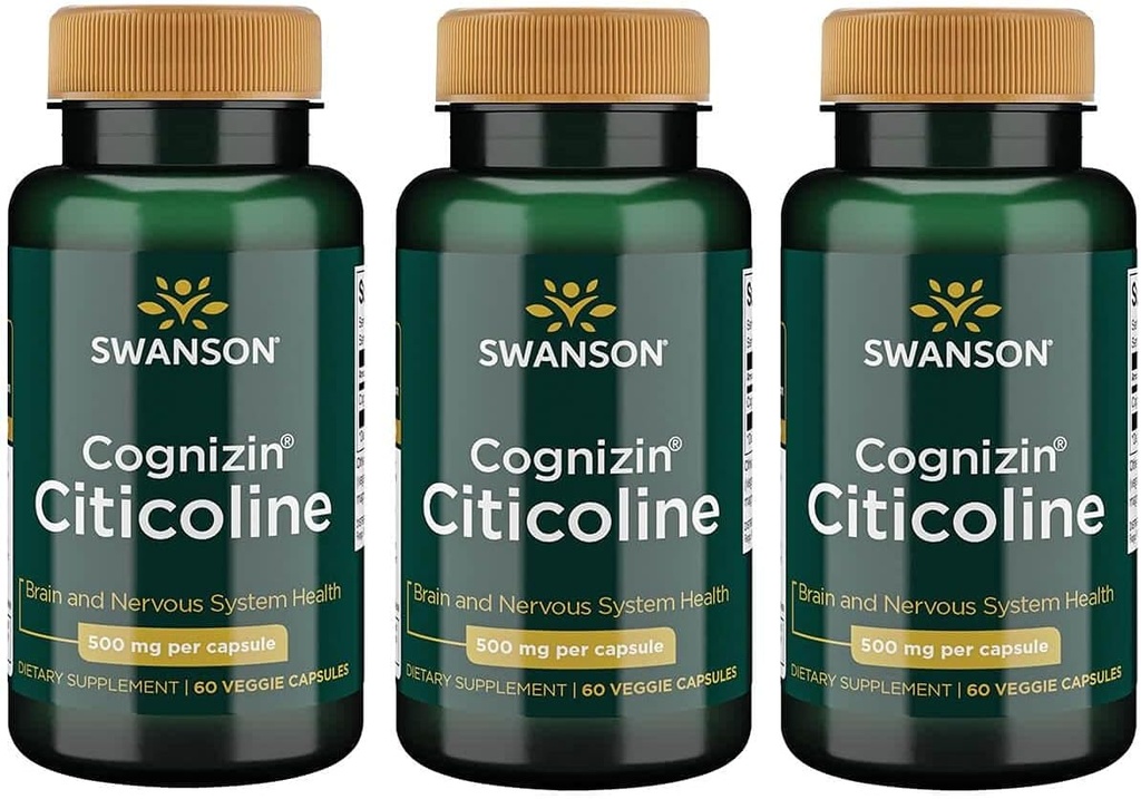 Swanson Cognizin Citicolin 1000 Milligram 60 Veg kapsler (3 Pack)