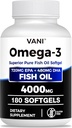 Fish Omega Omega 3 Permanent 4000mg, 180 Softgels Omega 3 Fatty Acid Supplements with EPA & DHA for Brain & Heart Health *