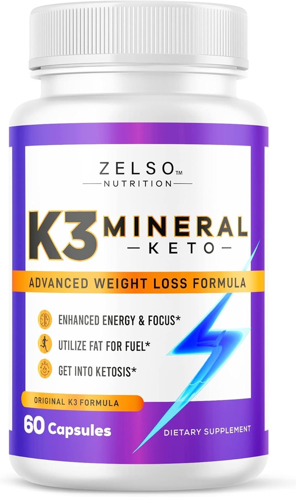 ZELSO K3 Mineral Weights Pills cho phụ nữ và đàn ông, K3 Mineral Pills - K3 Mineral, vitamin + K3 Capsules phụ trợ cho Kto Weight Los - 1 tháng cung cấp