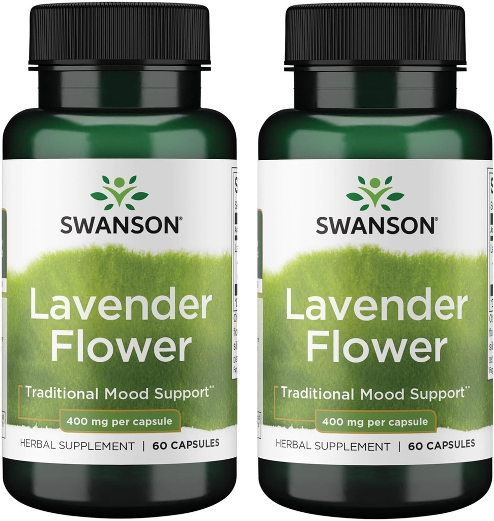 Swanson Lavender Квітка - трав'яні добавки Сприяє традиційному підтримці Mood - May Promote Relaxation & Steady Nerves - (60 Капсули, 400mg Кожен) (2 пакет)