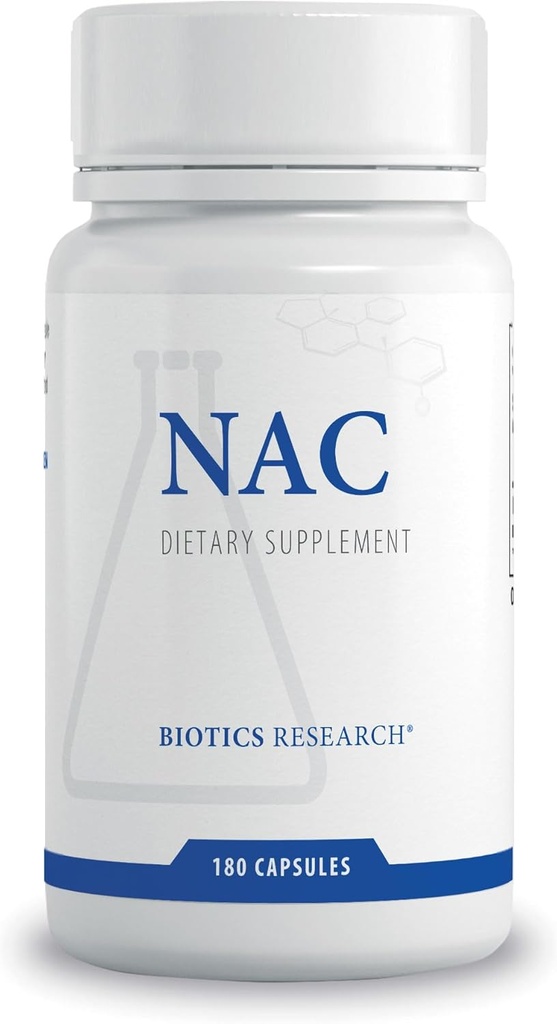 Biotics Research NAC N Acetyl L Cysteine, 500 מיליגרם, Glutathione הפקה, Detoxification תמיכה, שריר התאוששות, Lungs בריאים. 180 Caps