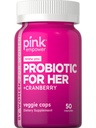 PINK Probiotics for Women | Digestive Health Support Capsules Plus Cranberry | 50 Count | Vegetarian, Non-GMO & Gluten Free Supplement