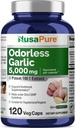 NusaPure Odorless Garlic 100:1 Extract, 50 mg Equivalent to 5000mg Capsule - 120 Veggie Caps - High Potency - Herbal supplement - Non-GMO