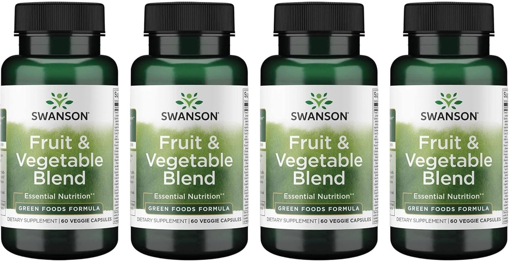 Swanson Fruit & Legal Blend - Amestec natural de peste 25 de fructe și legume Livrarea nutrienți esențiali - alimente verzi puternice Veggie Supliment - (60 capsule vegetale) 4 ambalaj