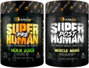 AAKKOSELLINEN LION Superhuman Pre workout Powder & post workout Recovery Bundle, jatkuva energia & Focus + lean lihasten kasvu, vahvuus & tilavuus (Hulk Juice & Lihas Marg