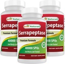 Best Naturals Serrapeptase 40000 SPUs 180 Capsules (180 count (Pack of 3)