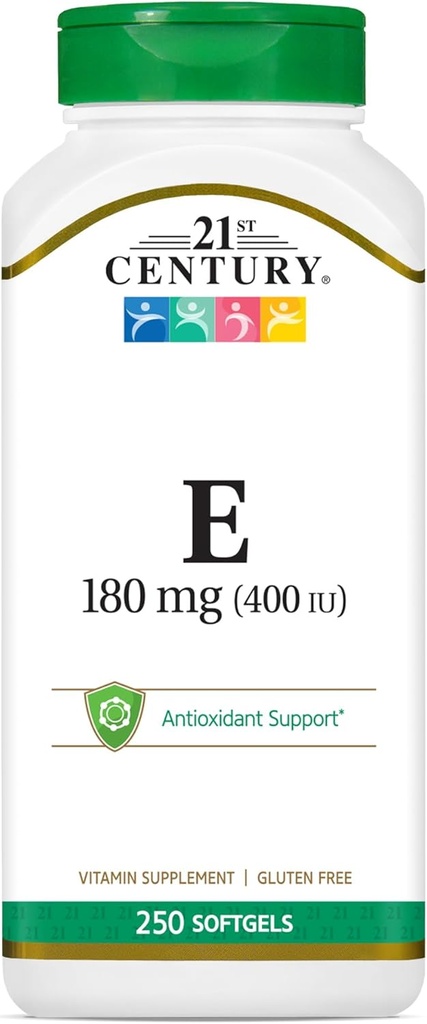 21. storočie E 400 IU (Dl-Alpha) Softgels, 250-Count