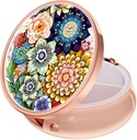 Rouidr Pill Box, 3 Compartiment Medicine Pill Case, Small Metal Travel Medicine Box for Purse & Pocket, Rose Gold, Mandala Flower