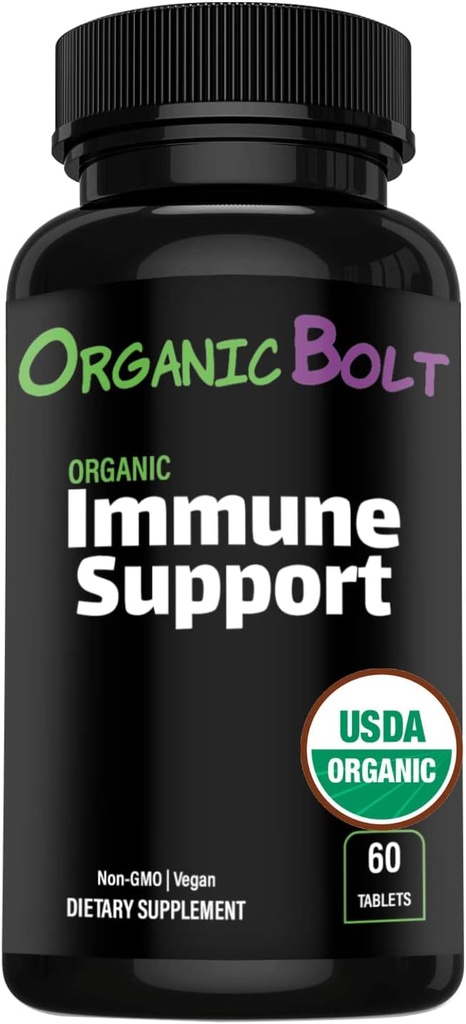 USDA Organic Immune Support Supplement, High Potency 7-in-1 Immunität Booster Tabletten mit Vitamin C, Elderberry, Ginger, Moringa Blatt Pulver, Knoblauch &amp; Mehr - Vegan & Non-GMO, 20 Servierungen