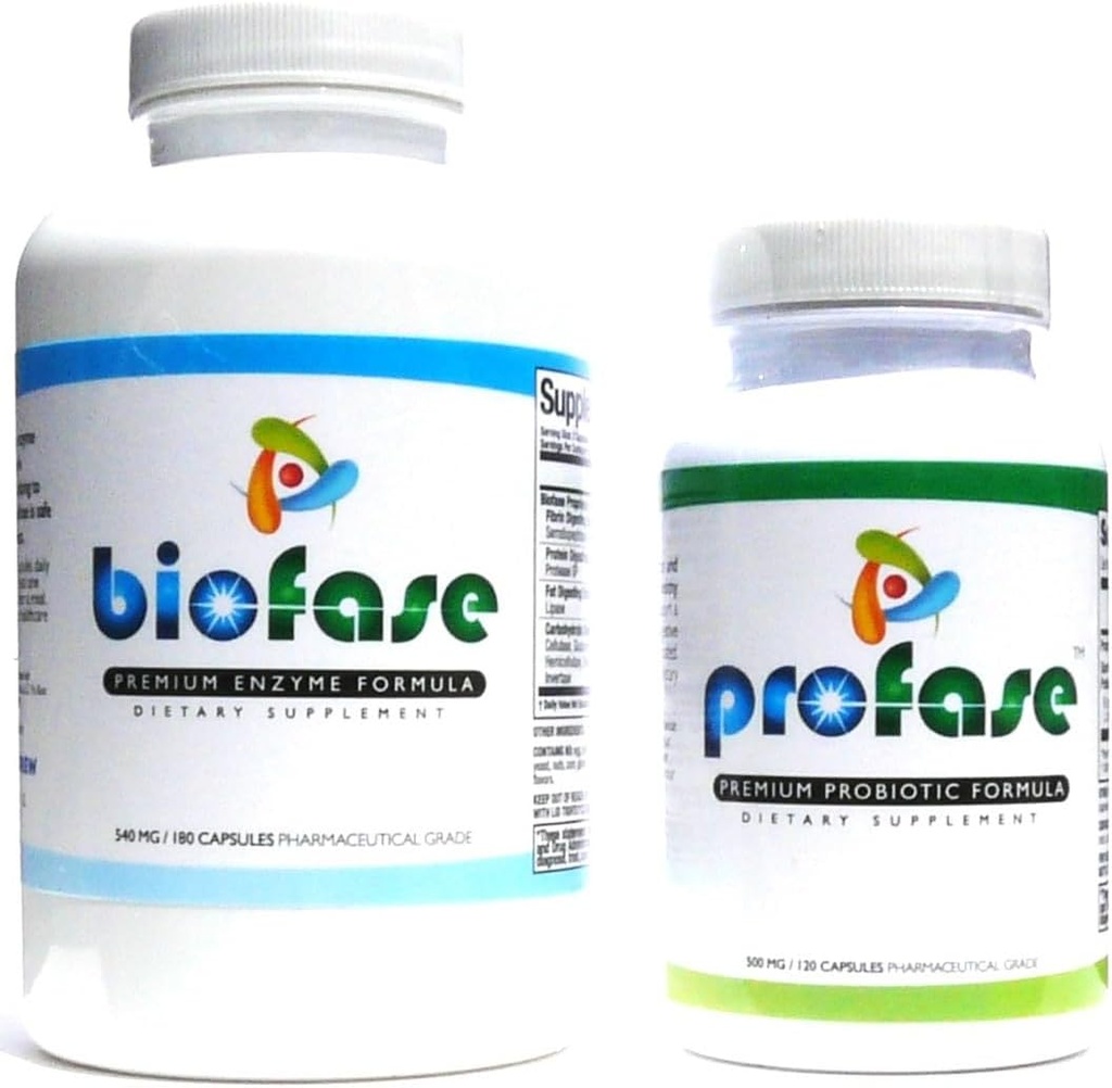 Biofase-Enzyme & Profase-Probiotikoa Kit - Biofilmen defentsa, digestio osasuntsua eta zure Flora Balance onartzen ditu - Kit handia