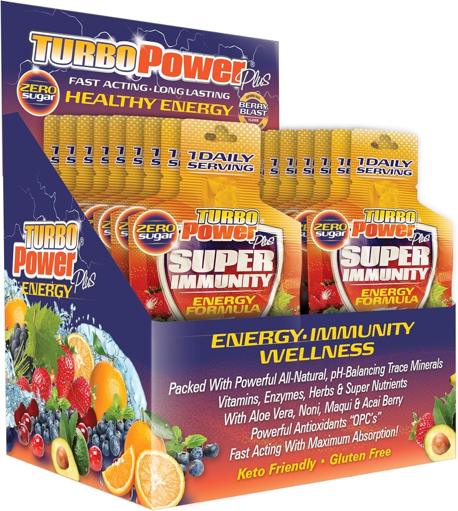 Suporte Imune Turbo Power Plus 1 Oz. Fórmula Energética: 17 Poderosos Antioxidantes, 47 Vitaminas, Enzimas, Vitamina D3, Vitamina A, Vitamina C, Zinco e Minerais de equilíbrio com pH totalmente natural