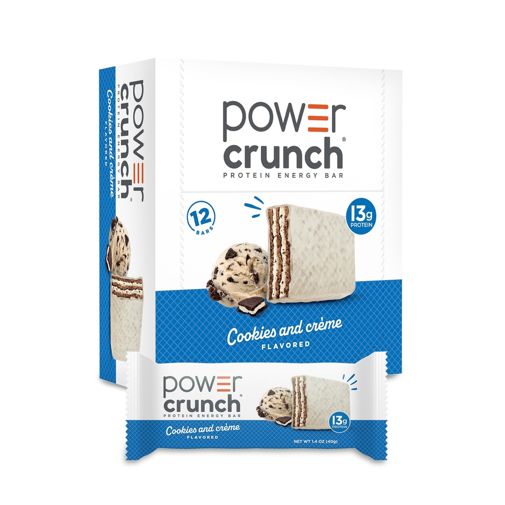 Power Crunch Protein Energy Wafer Bars, Cookies and Creme, 1.4 Ounce (12 Count)